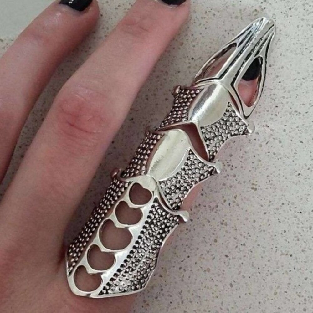 Dragon Claw Knuckle Ring Antiqued Silver Tone with Hinge Detail NEW! 1170